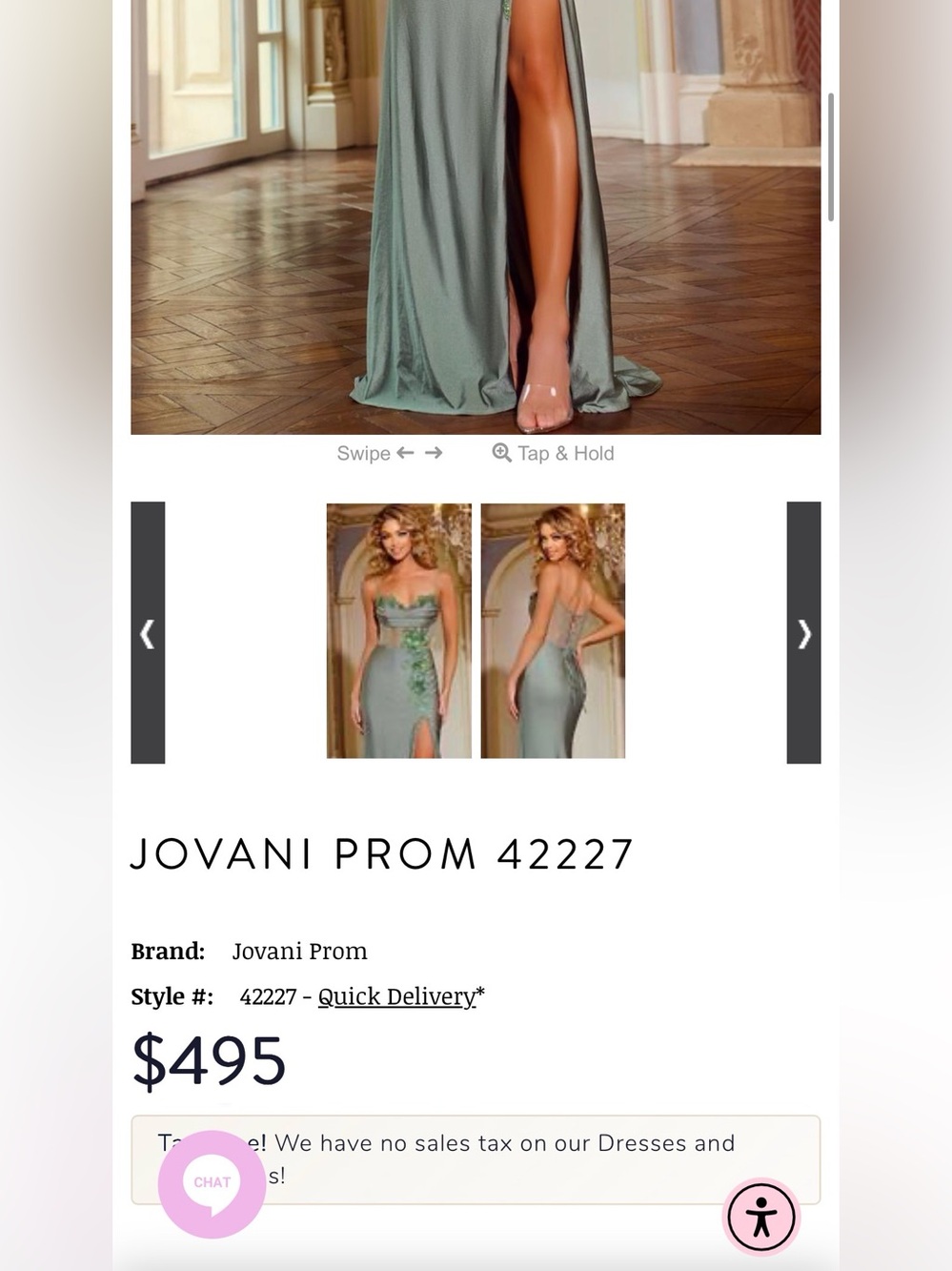 JOVANI 42227 in Seafoam Embellished Corset Evening Gown - New W/ Tags - 4 - Picture 10 of 12